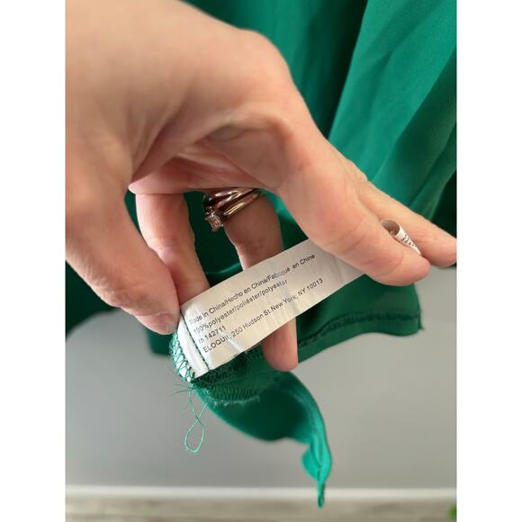 Eloquii Womens Bow Tie Blouse Size 20 Kelly Green Chiffon Office Career Workwear - Picture 4 of 5